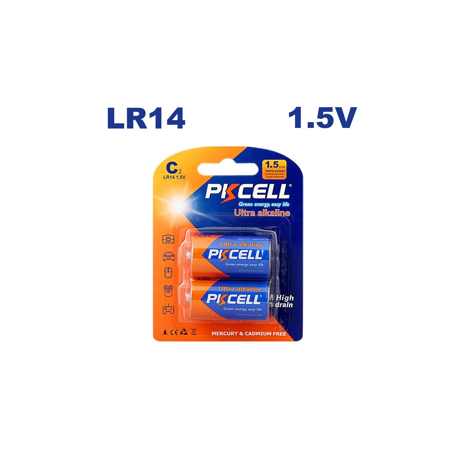2 Piles LR14 Ultra Alcaline PKCell 1.5V
