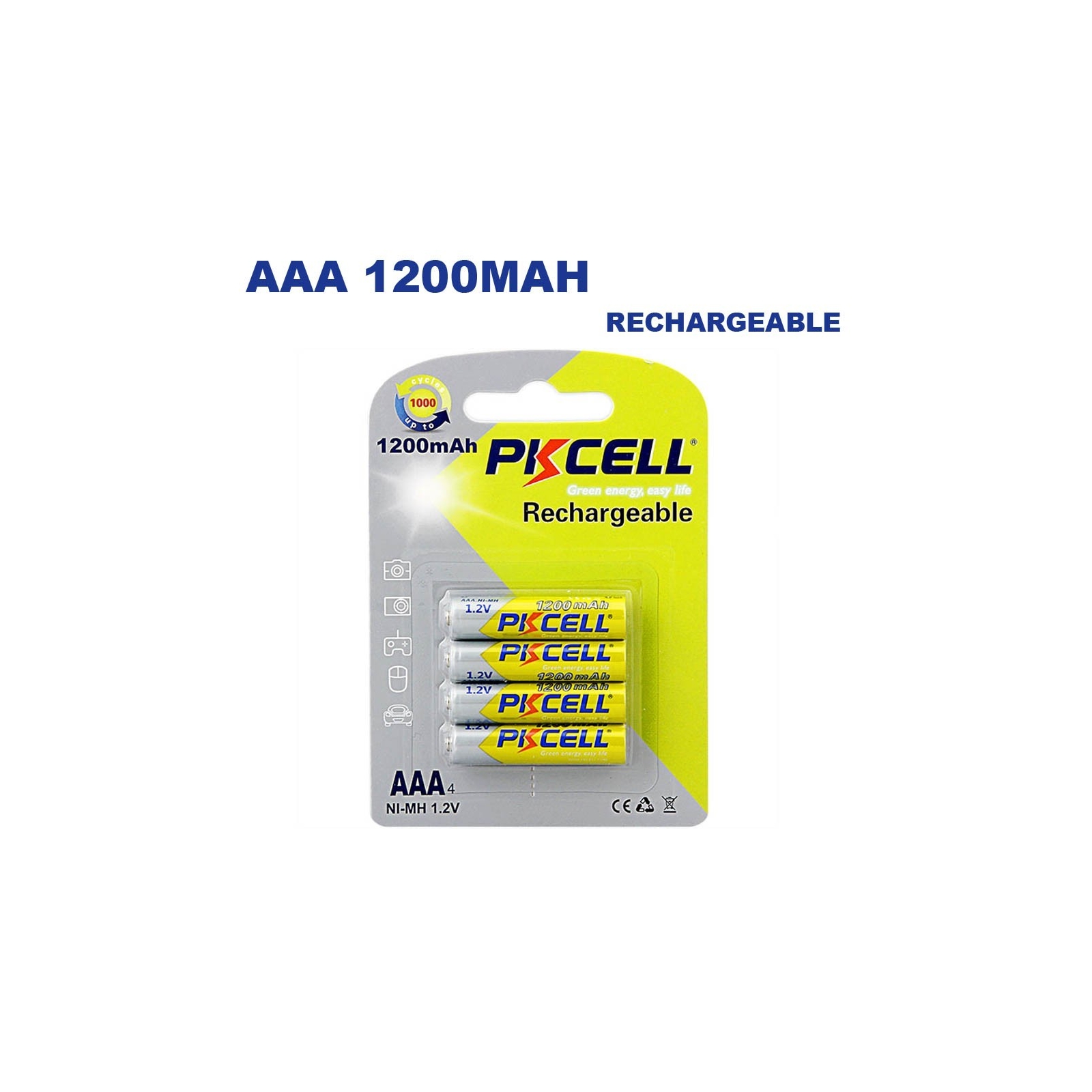 4 Piles Rechargeables AAA 1200mAh 1.2V PKCell