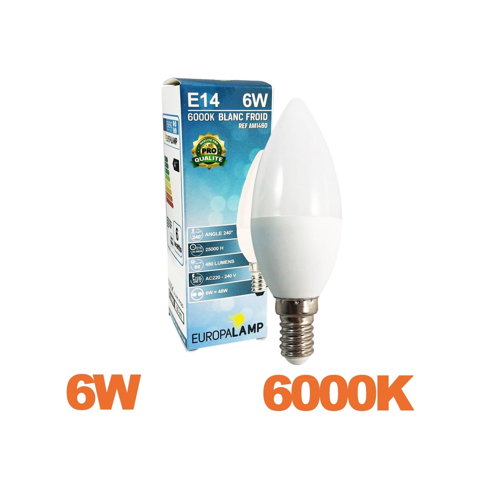 Ampoule LED blanc chaud 3 watts culot E14 - Flamme