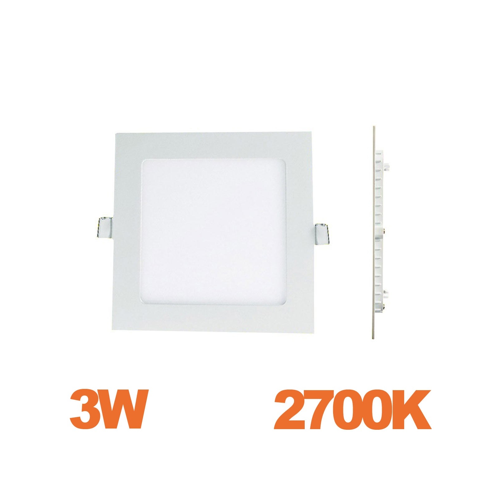 Spot Encastrable LED Carre Downlight Panel Extra-Plat 3W Blanc Chaud 2700k