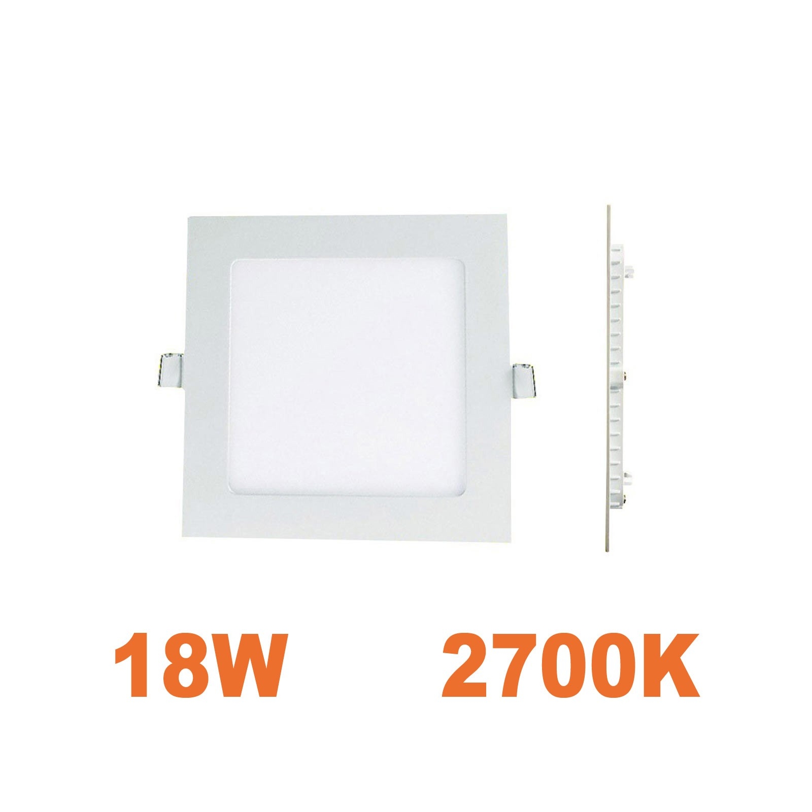 Spot Encastrable LED Carre Downlight Panel Extra-Plat 18W Blanc Chaud 2700K