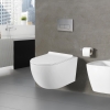 Pack Complet WC Sans Bride Bati INITIO + Cuvette + Plaque Blanche modele DESIGN