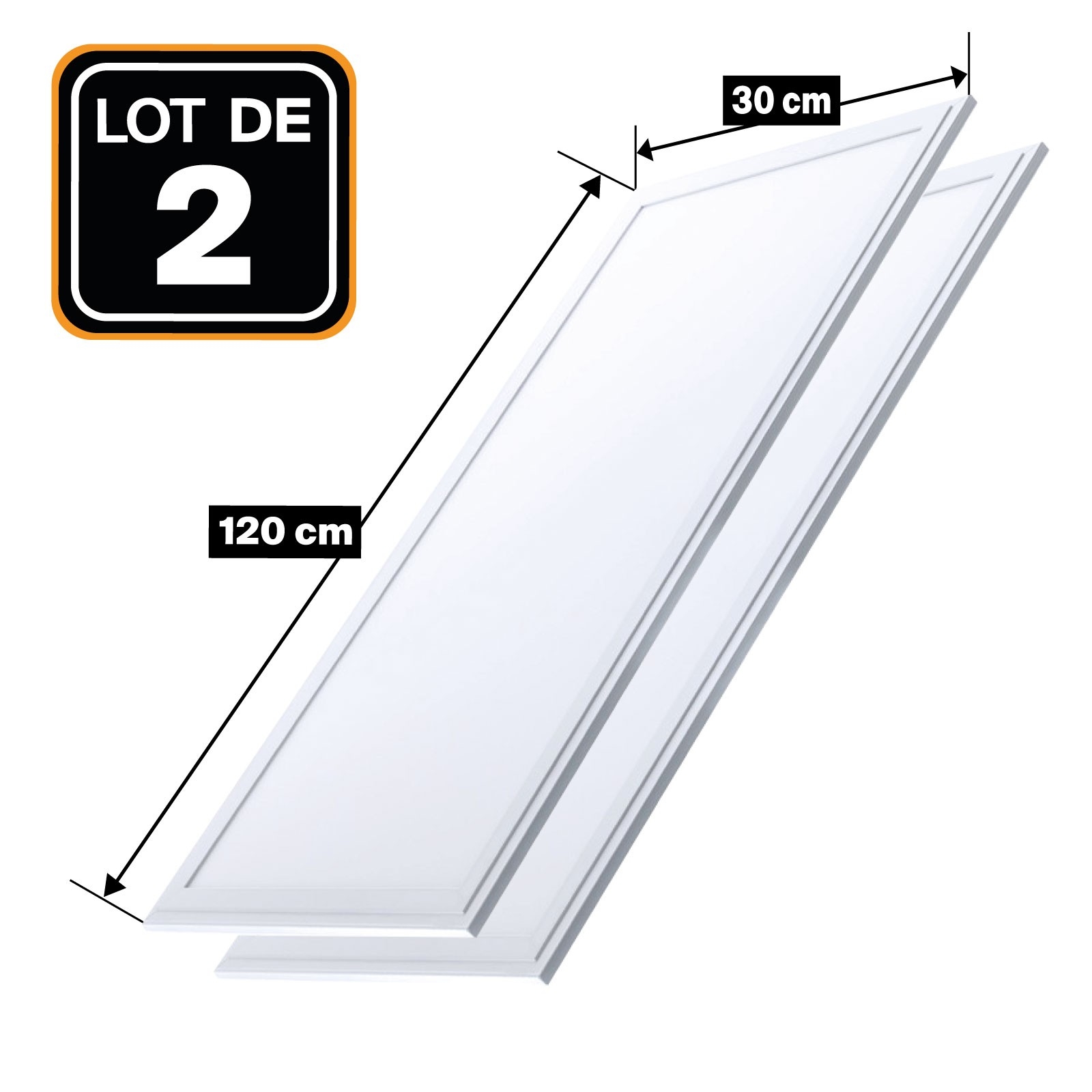 Panneau LED 120x30 Slim 36W Alu (Pack de 2) - Blanc Froid 6000K - 8000K -  SILAMP