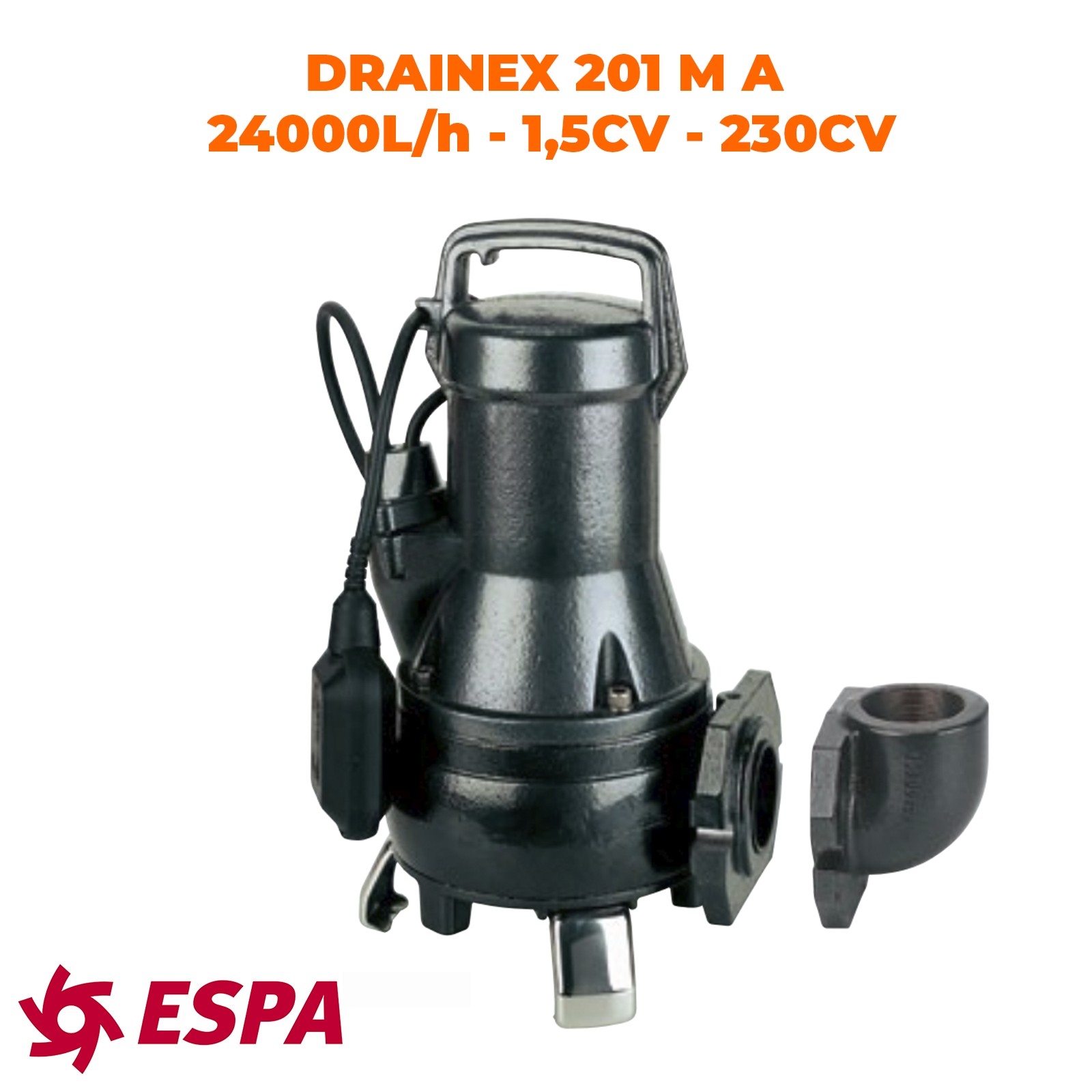 ESPA Pompe submersible de drainage pour eaux usées DRAINEX 201 MA - 24.000L/h - 10,7m max.