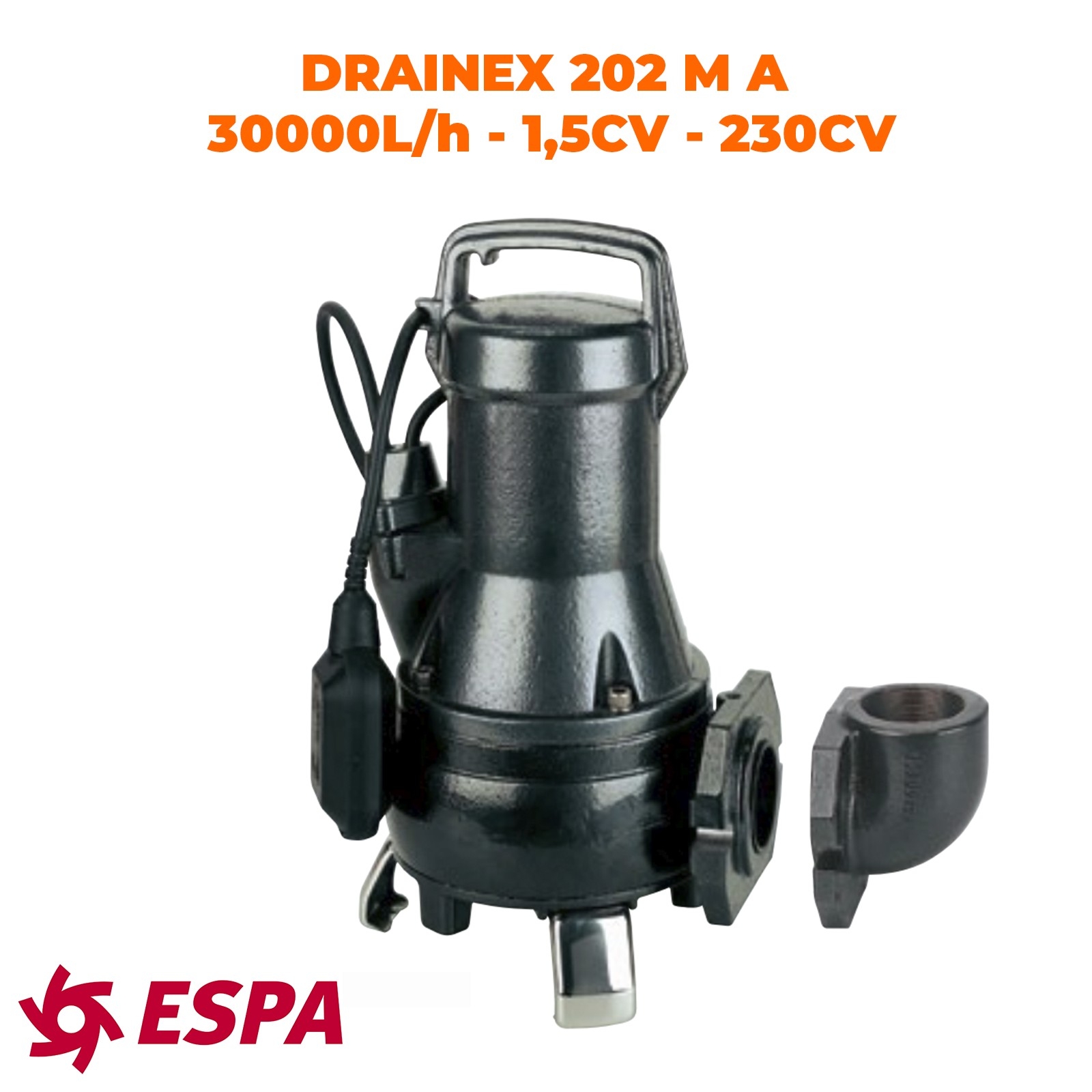 ESPA Pompe submersible de drainage pour eaux usées DRAINEX 202 MA - 30.000L/h - 16,3m max.
