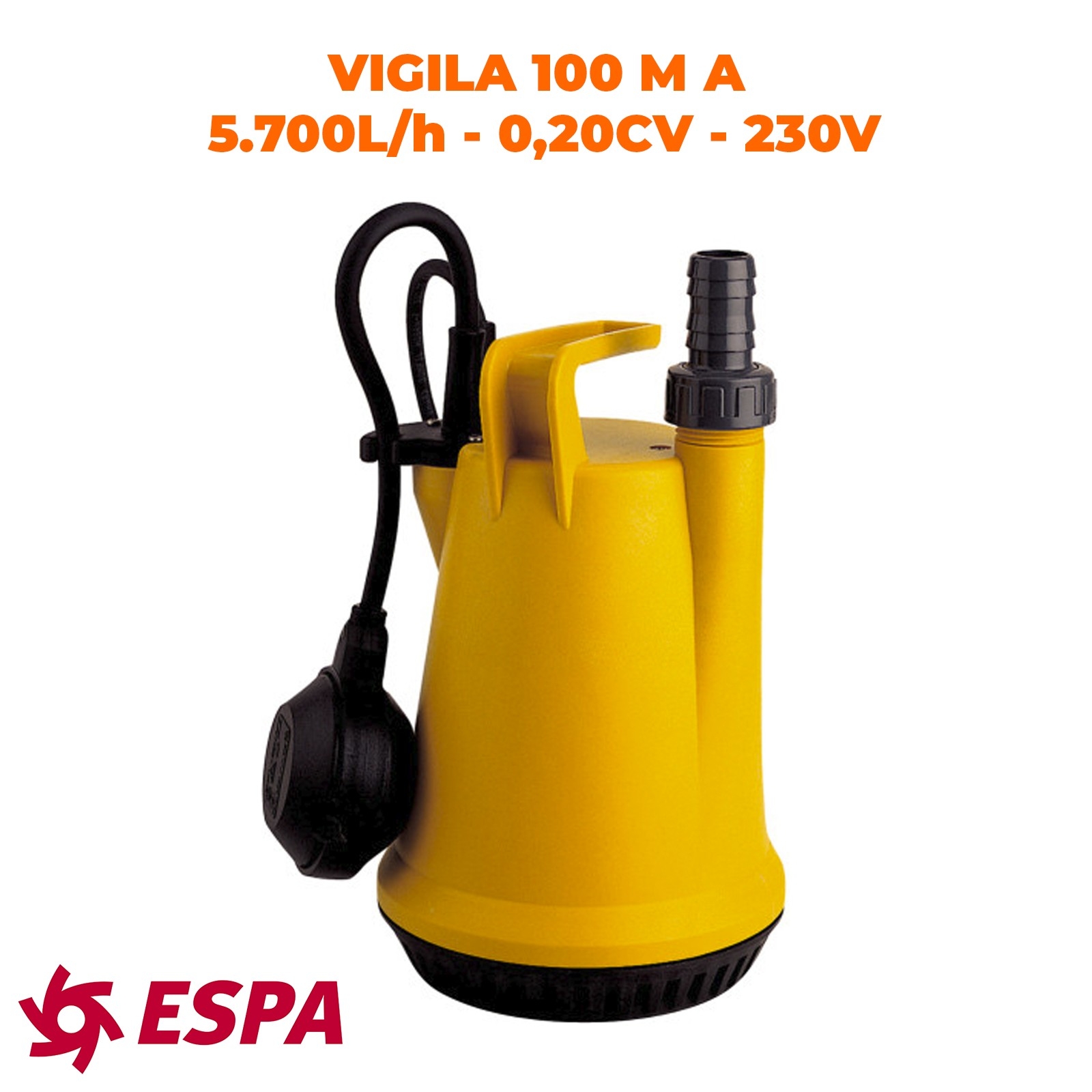 ESPA Pompe portable submersible pour les eaux usées VIGILA 100 M A - 5.700L/h - 5m max. - 230V