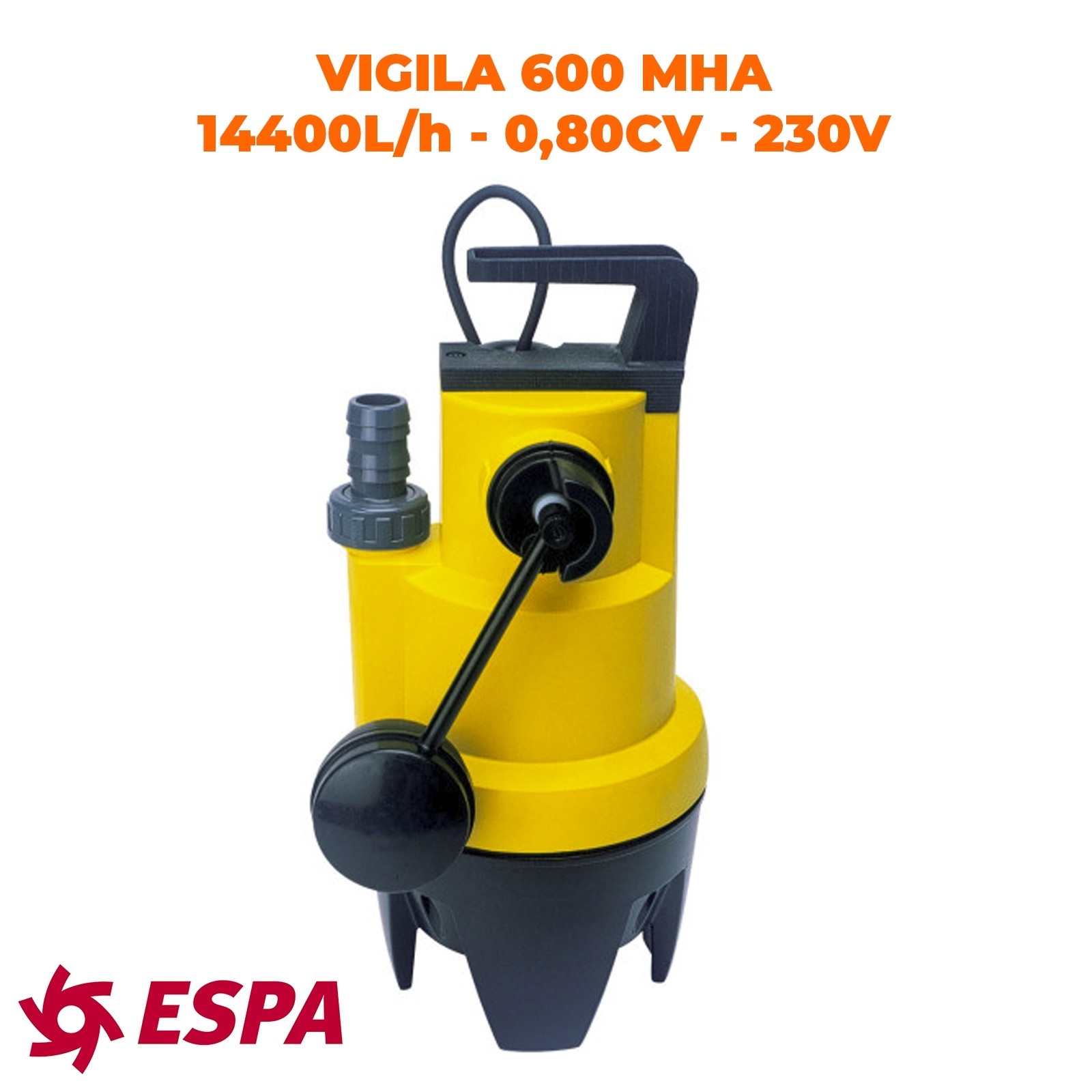 ESPA Pompe portable submersible pour les eaux usées VIGILEX 600 MHA - 14.400L/h - 7,7m max. - 230V