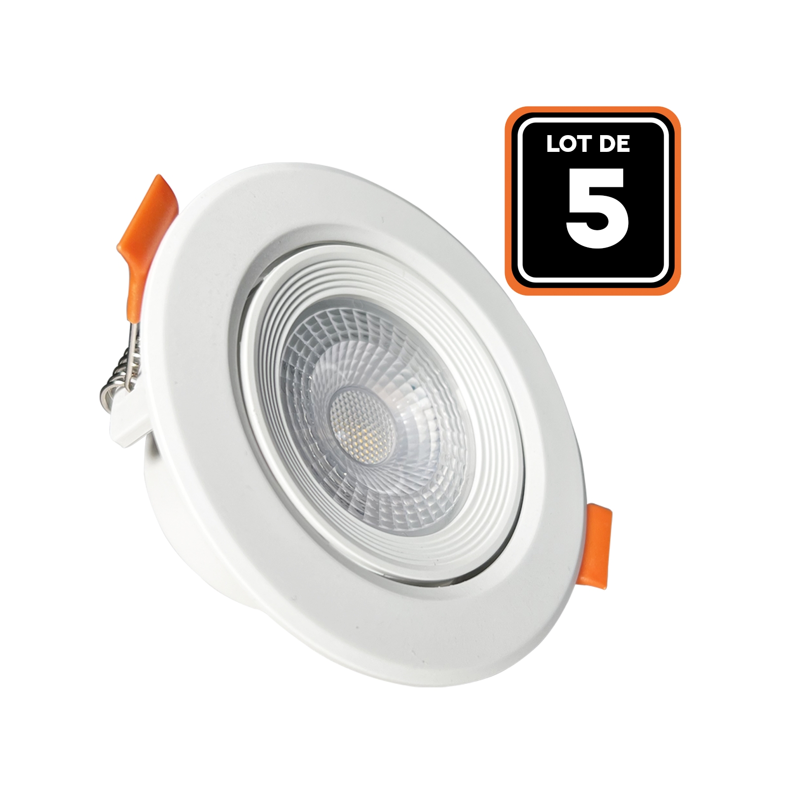 Lot de 5 Spot LED Encastrable Rond 5W - Blanc Neutre 4000K
