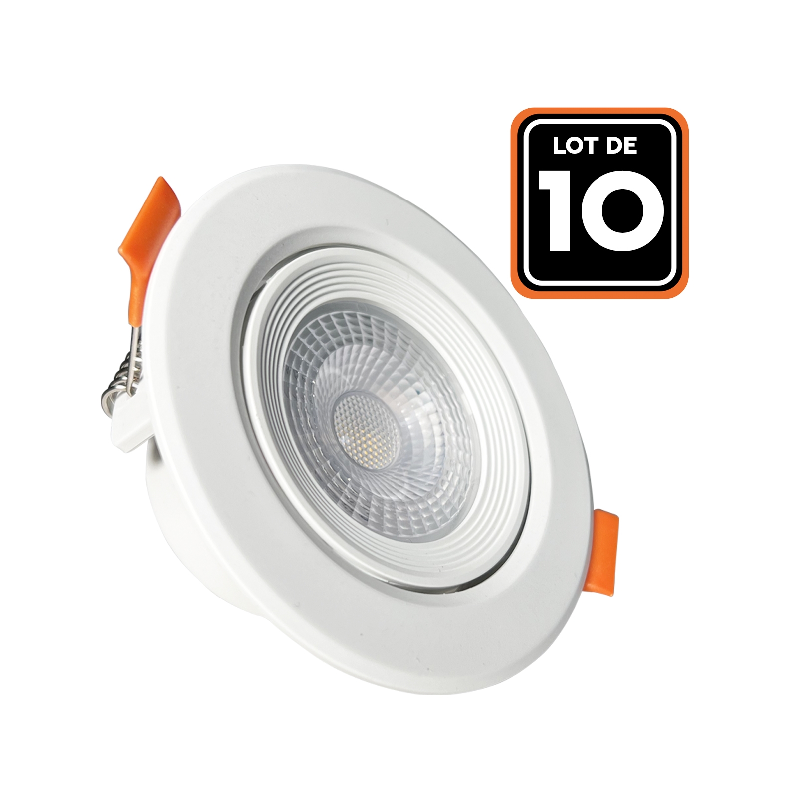 Lot de 10 Spot LED Encastrable Rond 5W - Blanc Chaud 3000K